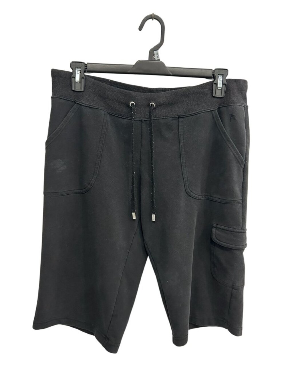 Danskin Now Large Black Drawstring Cargo Shorts Cotton Blend Goblincore